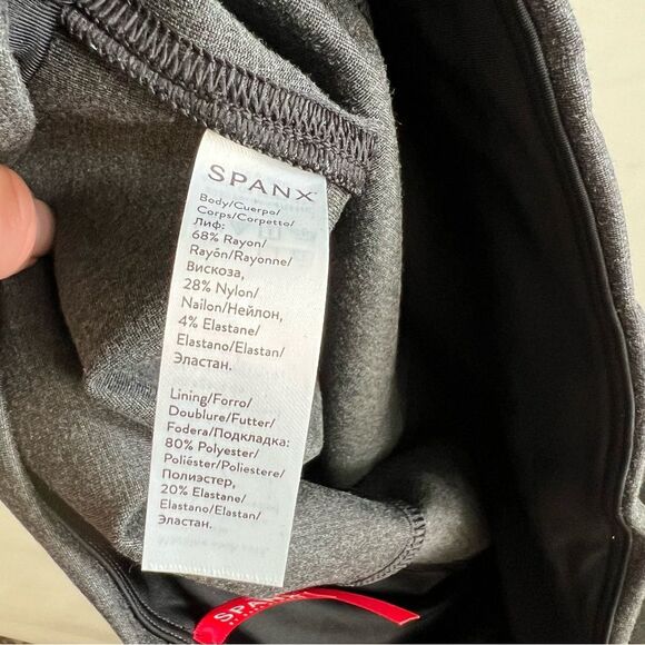 Spanx Leggings Sz XL Ankle Length Ponte Hem Slit dark gray - Picture 5 of 7